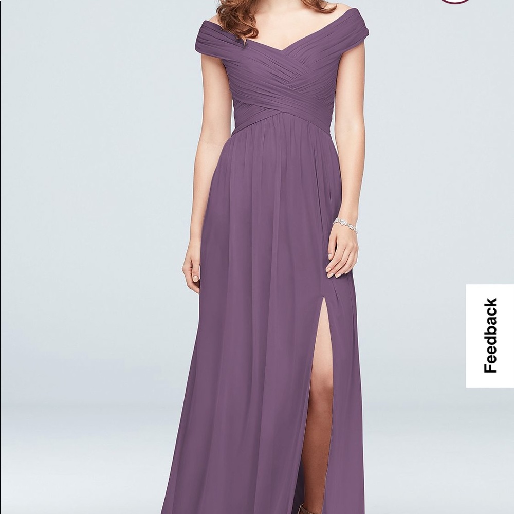 Crisscross Off-the-Shoulder Mesh Bridesmaid Dress size 12